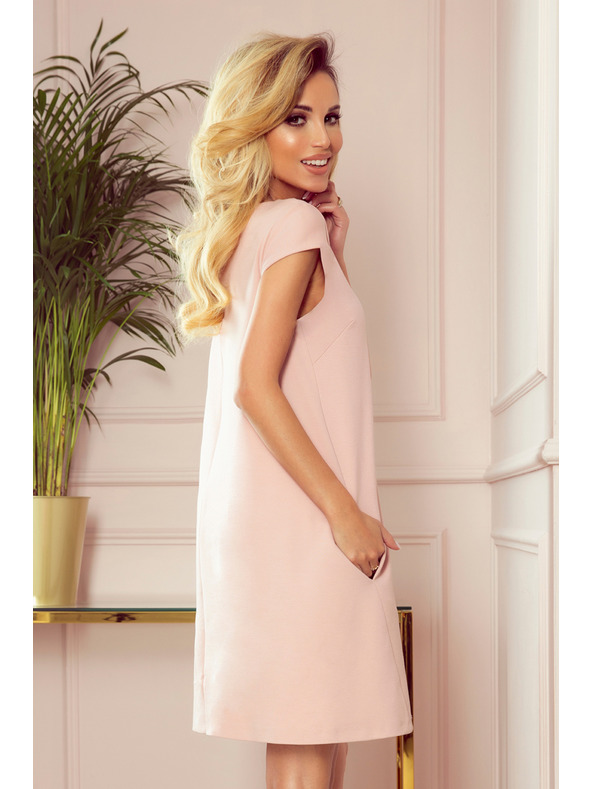 numoco CELINE Трапецовидни рокли с джобове - пастелно розови