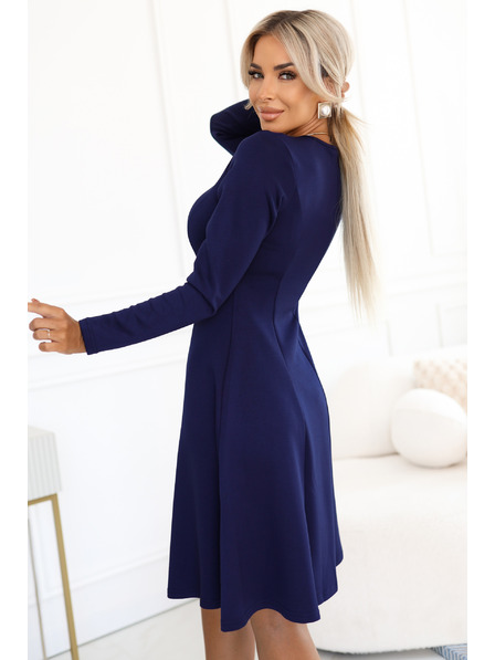 numoco Комфортни трапецовидни рокли с дълъг ръкав - тъмносини