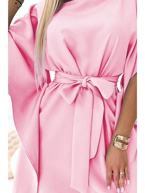 numoco SOFIA Рокля с мотив пеперуда - пастелно розова