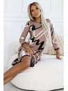 numoco Трапецовидни плетени рокли с дантела - бежови с черно-бял десен
