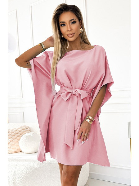 numoco SOFIA рокля с волани - мръсно розово