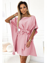 numoco SOFIA рокля с волани - мръсно розово