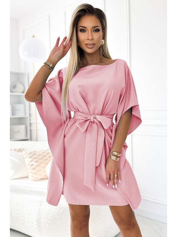 numoco SOFIA рокля с волани - мръсно розово