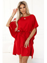 numoco SOFIA Рокля с мотив пеперуда и панделка в талията - червена