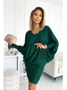 numoco Рокля с деколте тип прилеп - зелена със сребристи елементи