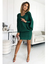 numoco Рокля с деколте тип прилеп - зелена със сребристи елементи
