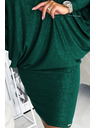 numoco Рокля с деколте тип прилеп - зелена със сребристи елементи