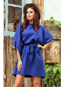 numoco SOFIA Butterfly рокля с колан в талията - синьо