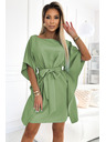 numoco SOFIA Butterfly рокля с колан в талията - маслинова
