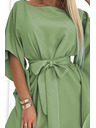 numoco SOFIA Butterfly рокля с колан в талията - маслинова