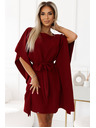 numoco SOFIA Butterfly рокля с колан в талията - винено червено