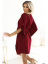numoco SOFIA Butterfly рокля с колан в талията - винено червено