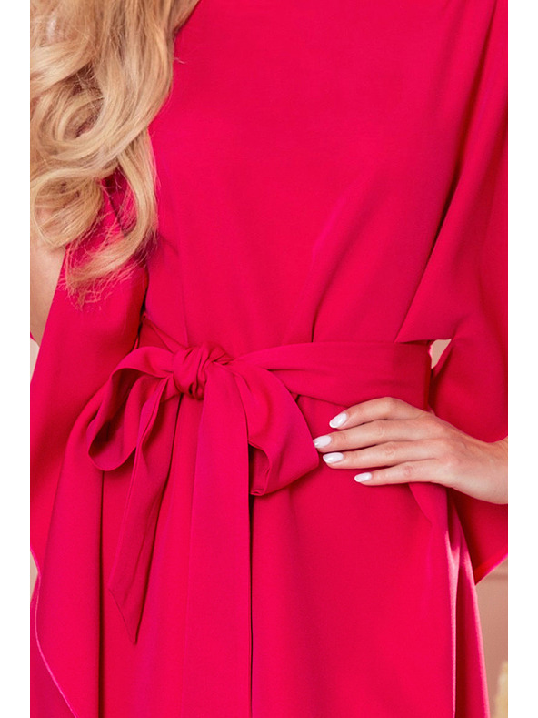 numoco SOFIA Butterfly рокля с колан в талията - малина