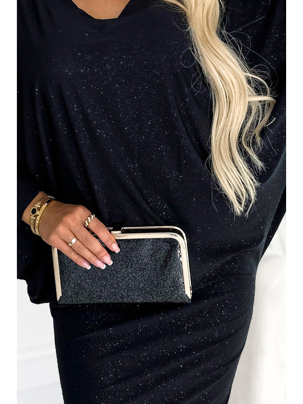 numoco Прилеп рокля с деколте - черно със светещи елементи