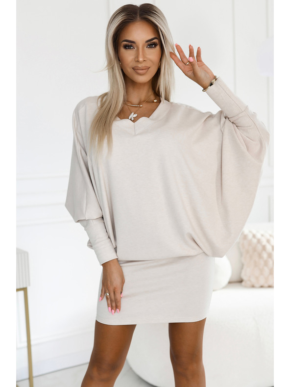 numoco Топъл прилеп суитшърт с деколте - бежов