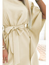 numoco SOFIA Butterfly рокля с колан в талията - бежово