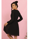 numoco ISABELLE Полска плисирана рокля с дълъг ръкав и деколте - черна