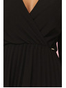 numoco ISABELLE Полска плисирана рокля с дълъг ръкав и деколте - черна