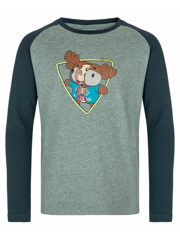 Kilpi Детска памучна тениска с дълъг ръкав Kilpi SONIER-JB Тъмнозелена