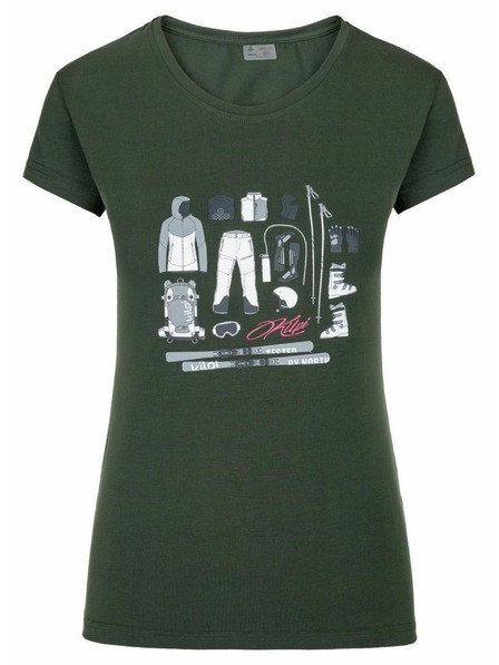 Kilpi Дамска тениска с къс ръкав Kilpi TORNES-W Тъмнозелена