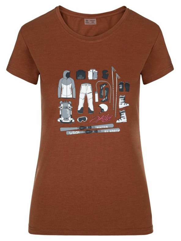 Kilpi Дамска тениска с къс ръкав Kilpi TORNES-W Тъмночервена