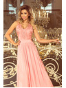 numoco LEA дълга рокля с бродиран деколте - розово