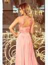 numoco LEA дълга рокля с бродиран деколте - розово
