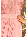 numoco LEA дълга рокля с бродиран деколте - розово
