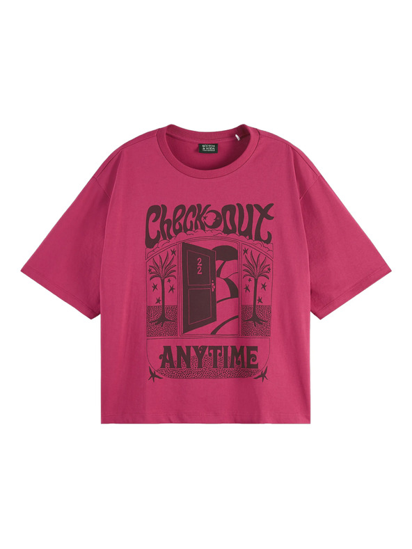 Scotch & Soda Тъмнорозова дамска тениска Scotch & Soda