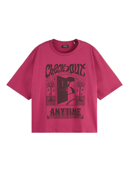 Scotch & Soda Тъмнорозова дамска тениска Scotch & Soda