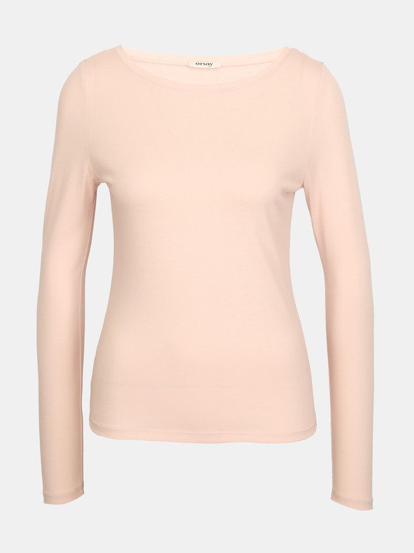 Orsay Светлорозова дамска тениска с дълъг ръкав ORSAY