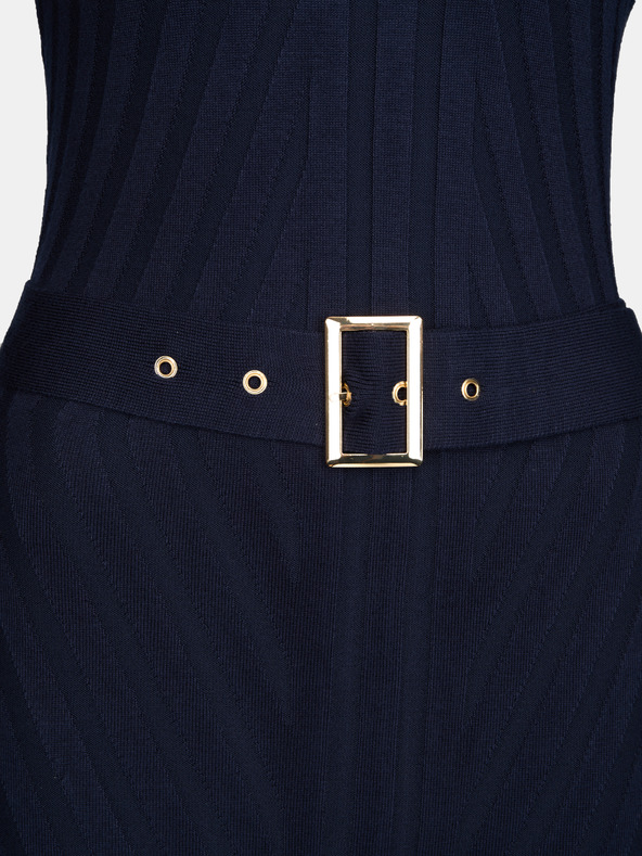 Orsay Тъмносиня дамска миди рокля с колан ORSAY