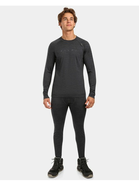 Kilpi Мъжка термо тениска от МЕРИНО ВЪЛНА с дълъг ръкав Kilpi MAVORA TOP-M Черна