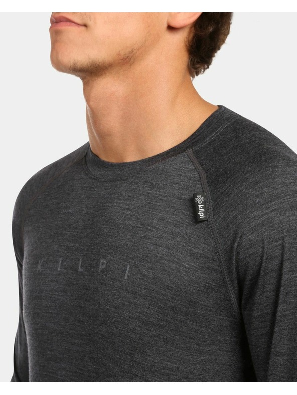 Kilpi Мъжка термо тениска от МЕРИНО ВЪЛНА с дълъг ръкав Kilpi MAVORA TOP-M Черна