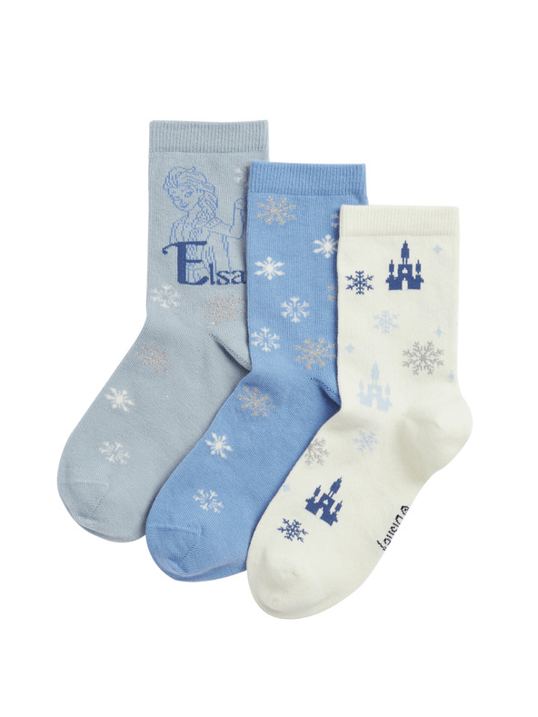 Marks & Spencer Чорапи Disney Frozen™ с висок процент памук, комплект 3 чифта (6 малки – 3½ големи) Marks & Spencer в многоцветно