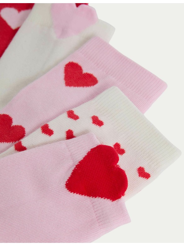 Marks & Spencer Раирани глезенни чорапи с висок процент памук, комплект 5 чифта (6 малки – 7 големи) Marks & Spencer в розово