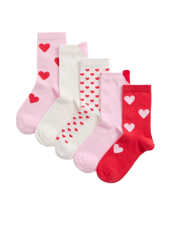 Marks & Spencer Раирани глезенни чорапи с висок процент памук, комплект 5 чифта (6 малки – 7 големи) Marks & Spencer в розово