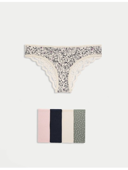 Marks & Spencer Бразилски бикини с щампа и висок процент памук Marks & Spencer в зелено