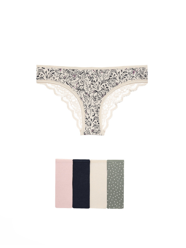 Marks & Spencer Бразилски бикини с щампа и висок процент памук Marks & Spencer в зелено