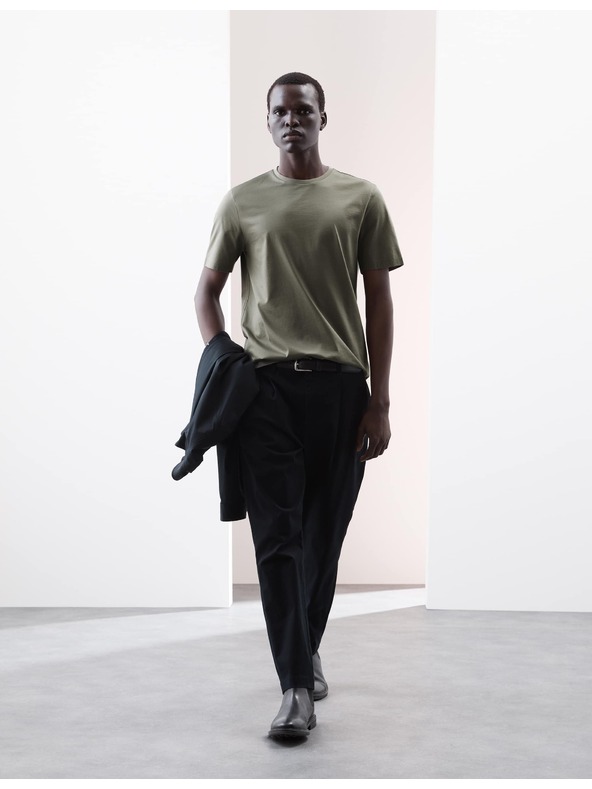 Marks & Spencer Тениска от премиум памук, тесен силует Marks & Spencer зелена