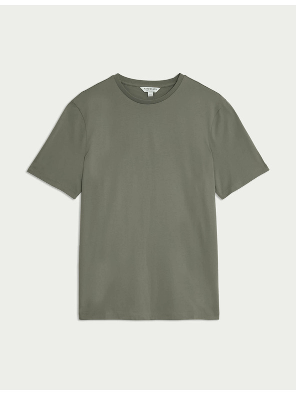 Marks & Spencer Тениска от премиум памук, тесен силует Marks & Spencer зелена