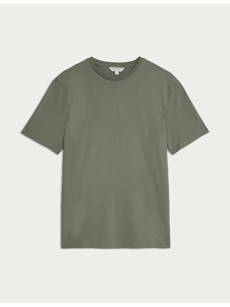 Marks & Spencer Тениска от премиум памук, тесен силует Marks & Spencer зелена