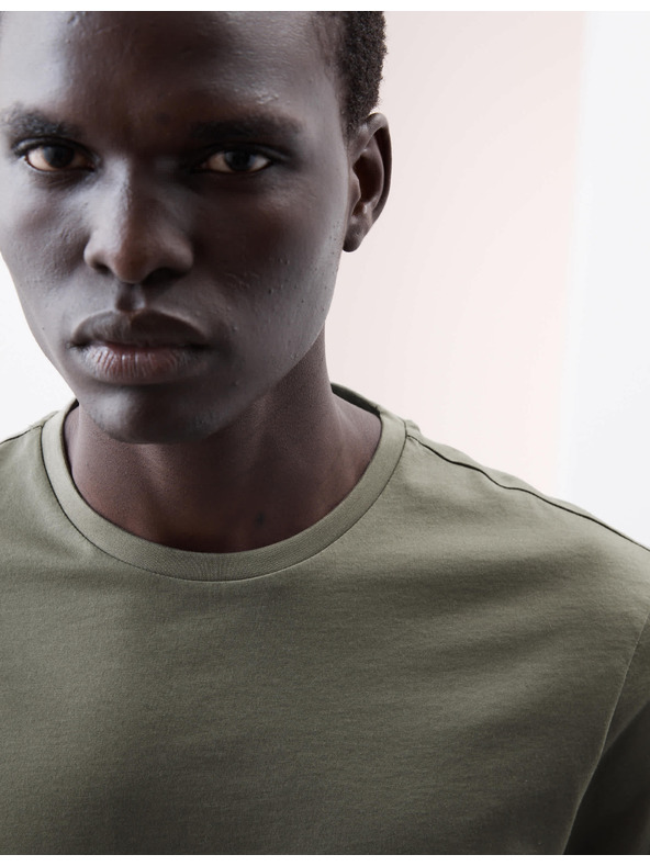 Marks & Spencer Тениска от премиум памук, тесен силует Marks & Spencer зелена