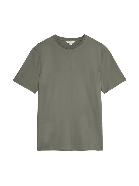 Marks & Spencer Тениска от премиум памук, тесен силует Marks & Spencer зелена