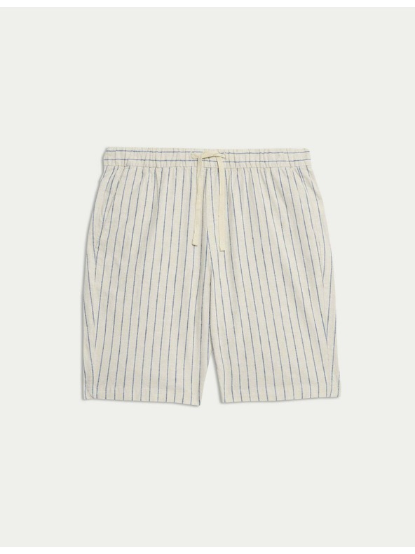 Marks & Spencer Шорти от ленен плат със еластична талия Marks & Spencer бежови