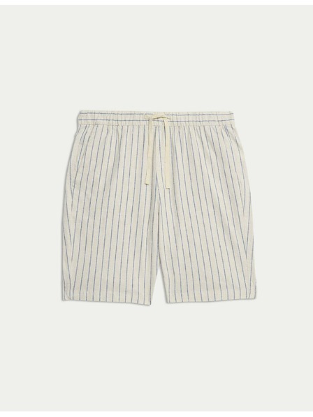 Marks & Spencer Шорти от ленен плат със еластична талия Marks & Spencer бежови