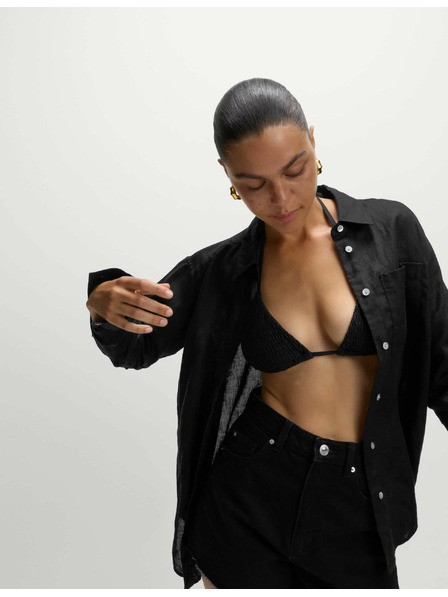 Marks & Spencer Плажна риза от чист памук с яка Marks & Spencer черна