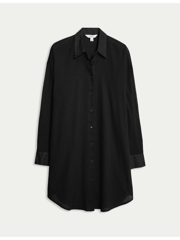 Marks & Spencer Плажна риза от чист памук с яка Marks & Spencer черна