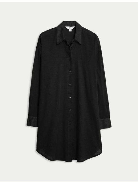 Marks & Spencer Плажна риза от чист памук с яка Marks & Spencer черна