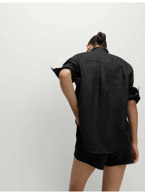 Marks & Spencer Плажна риза от чист памук с яка Marks & Spencer черна